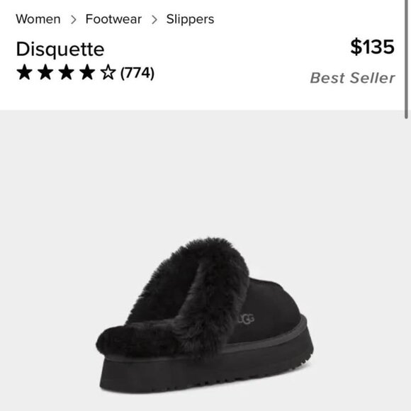 Black UGG Disquette Slippers (Size 6) - Brand New - Picture 2 of 4